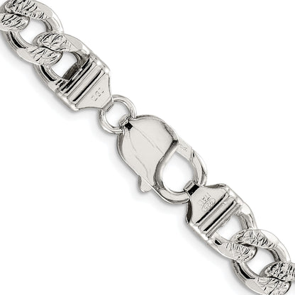 Sterling Silver Rhodium-plated 9.3mm Pav� Curb Chain