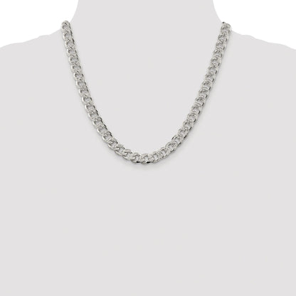 Sterling Silver Rhodium-plated 9.3mm Pav� Curb Chain