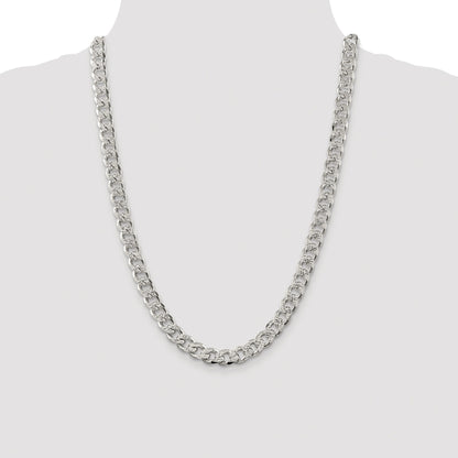 Sterling Silver Rhodium-plated 9.3mm Pav� Curb Chain