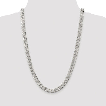 Sterling Silver Rhodium-plated 9.3mm Pav� Curb Chain