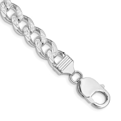Sterling Silver Rhodium-plated 9.3mm Pav� Curb Chain