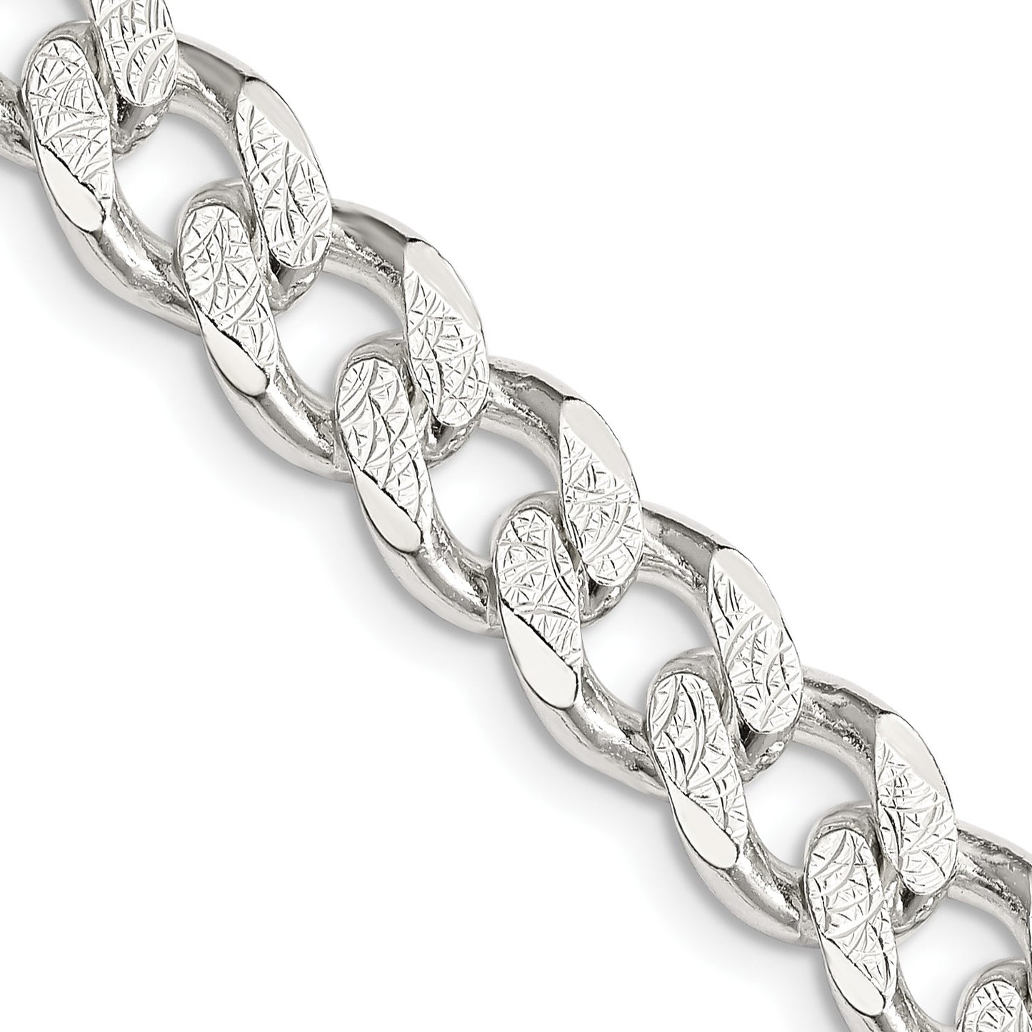Sterling Silver 9.3mm Pav� Curb Chain