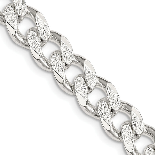 Sterling Silver 9.3mm Pav� Curb Chain