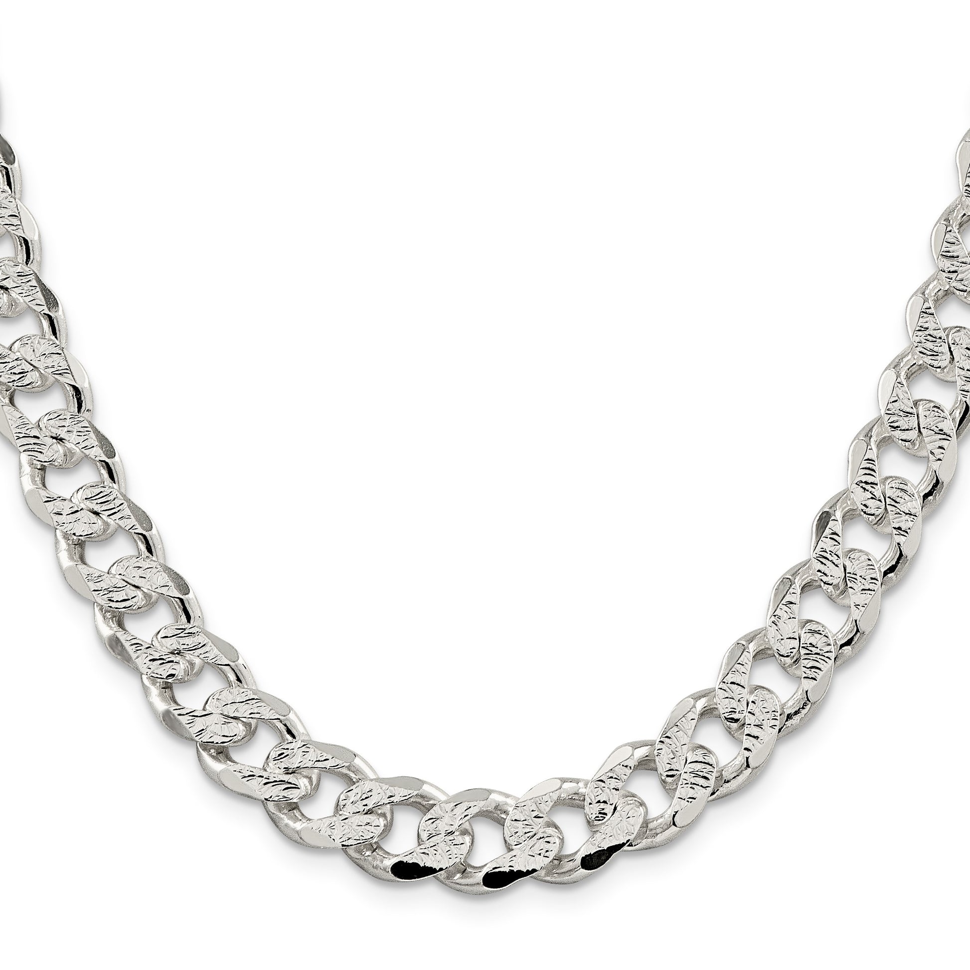 Sterling Silver 11.0mm Pav� Curb Chain