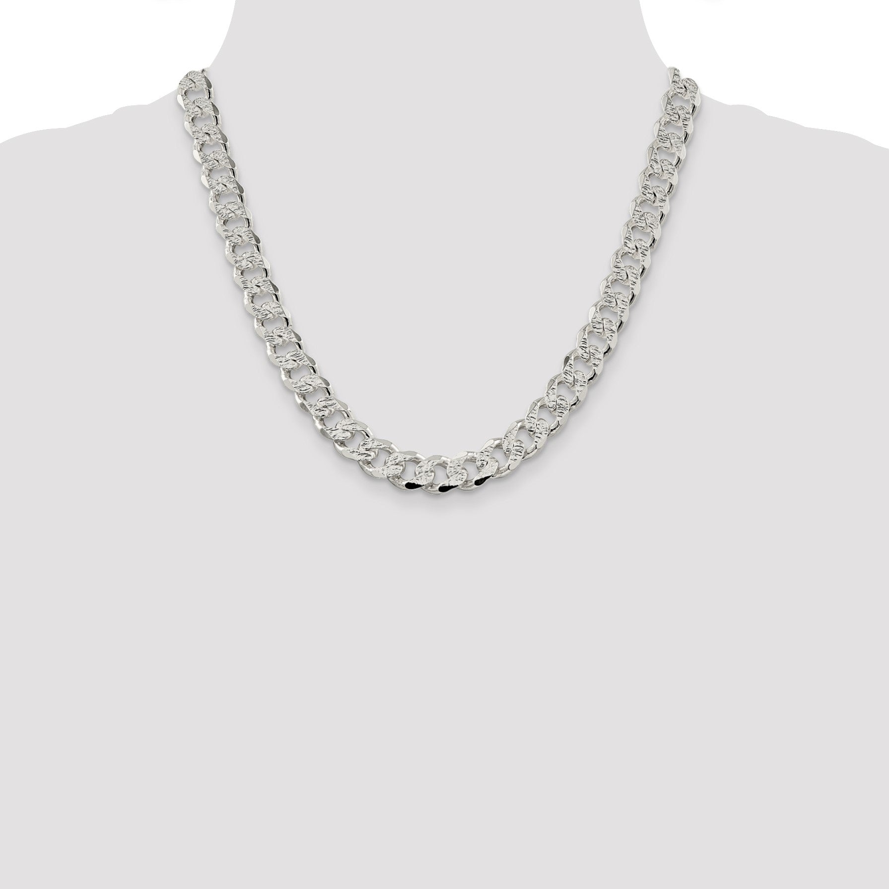 Sterling Silver 11.0mm Pav� Curb Chain