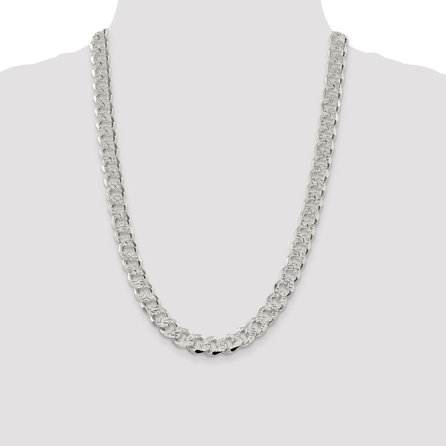 Sterling Silver 11.0mm Pav� Curb Chain