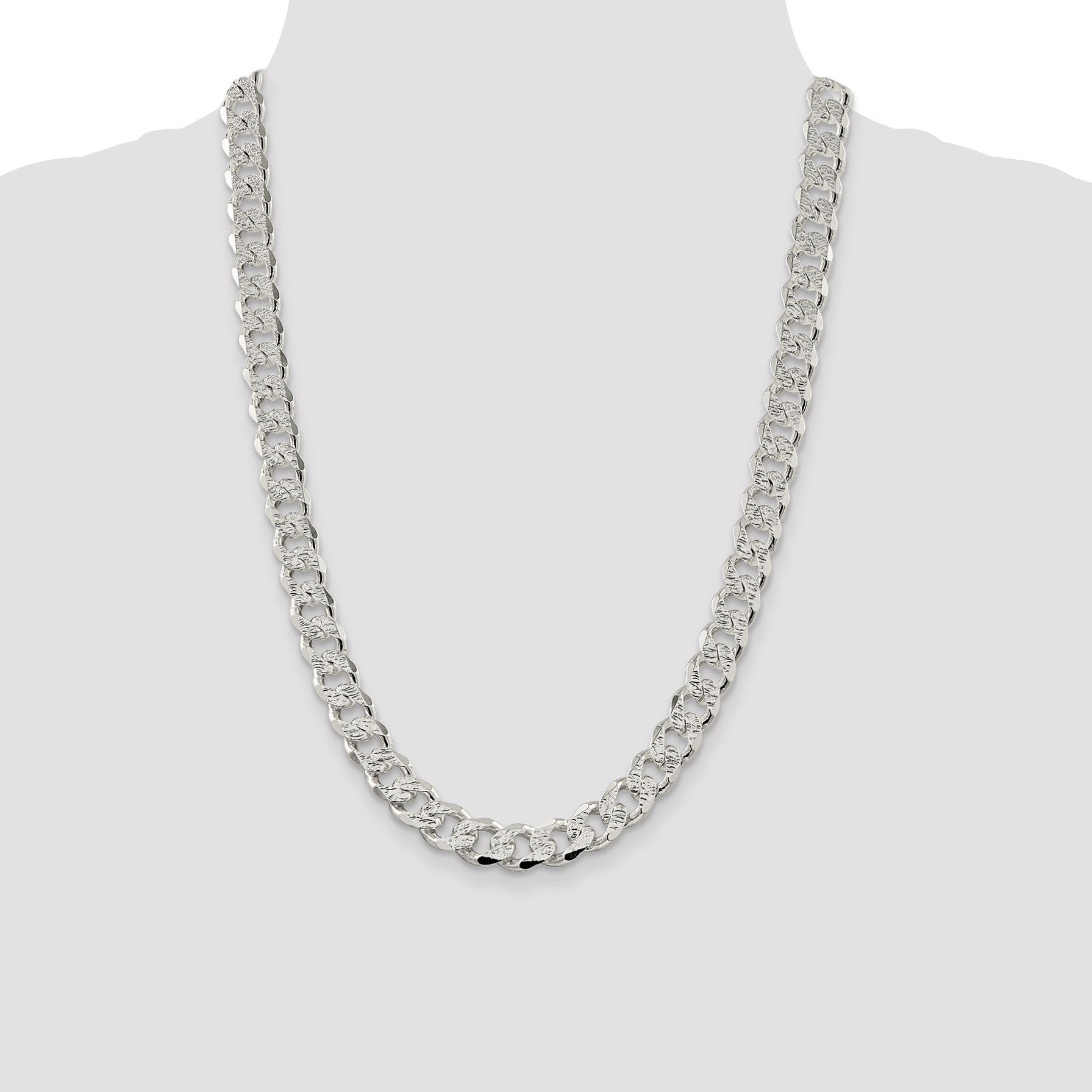 Sterling Silver 11.0mm Pav� Curb Chain