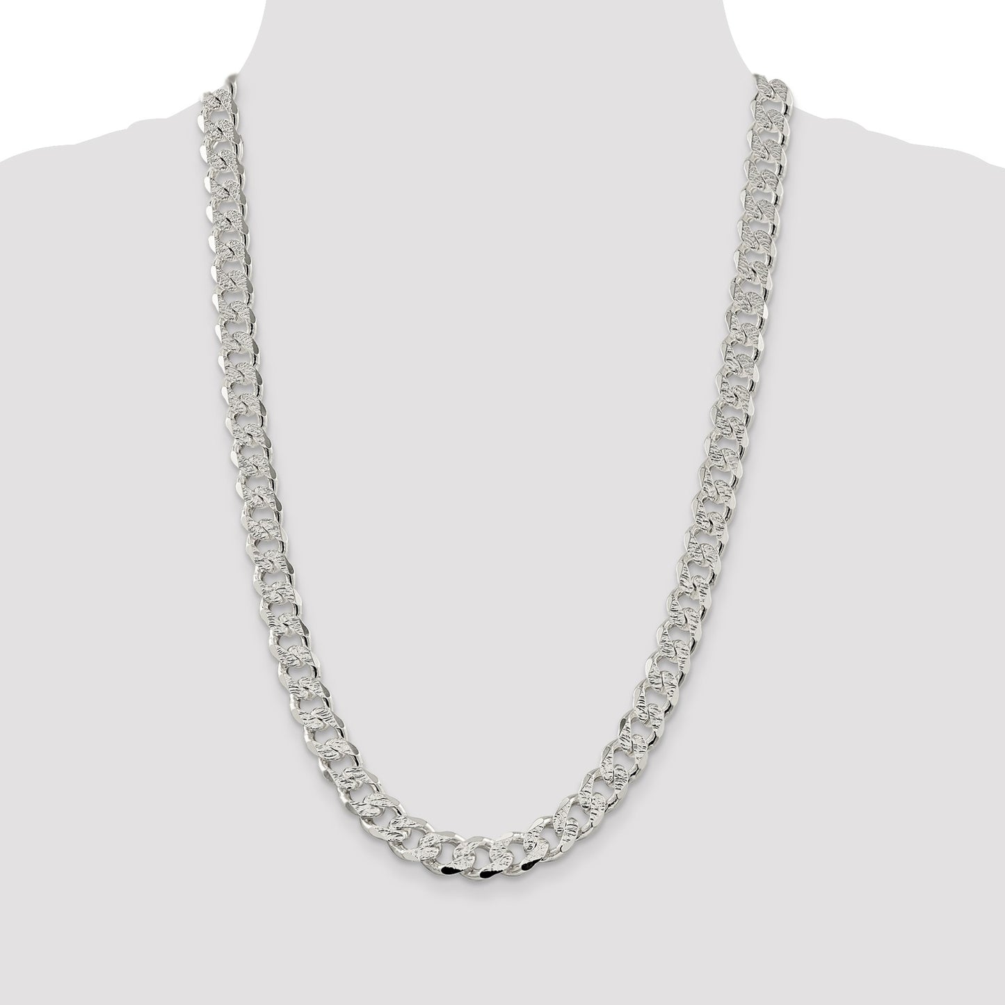 Sterling Silver 11.0mm Pav� Curb Chain