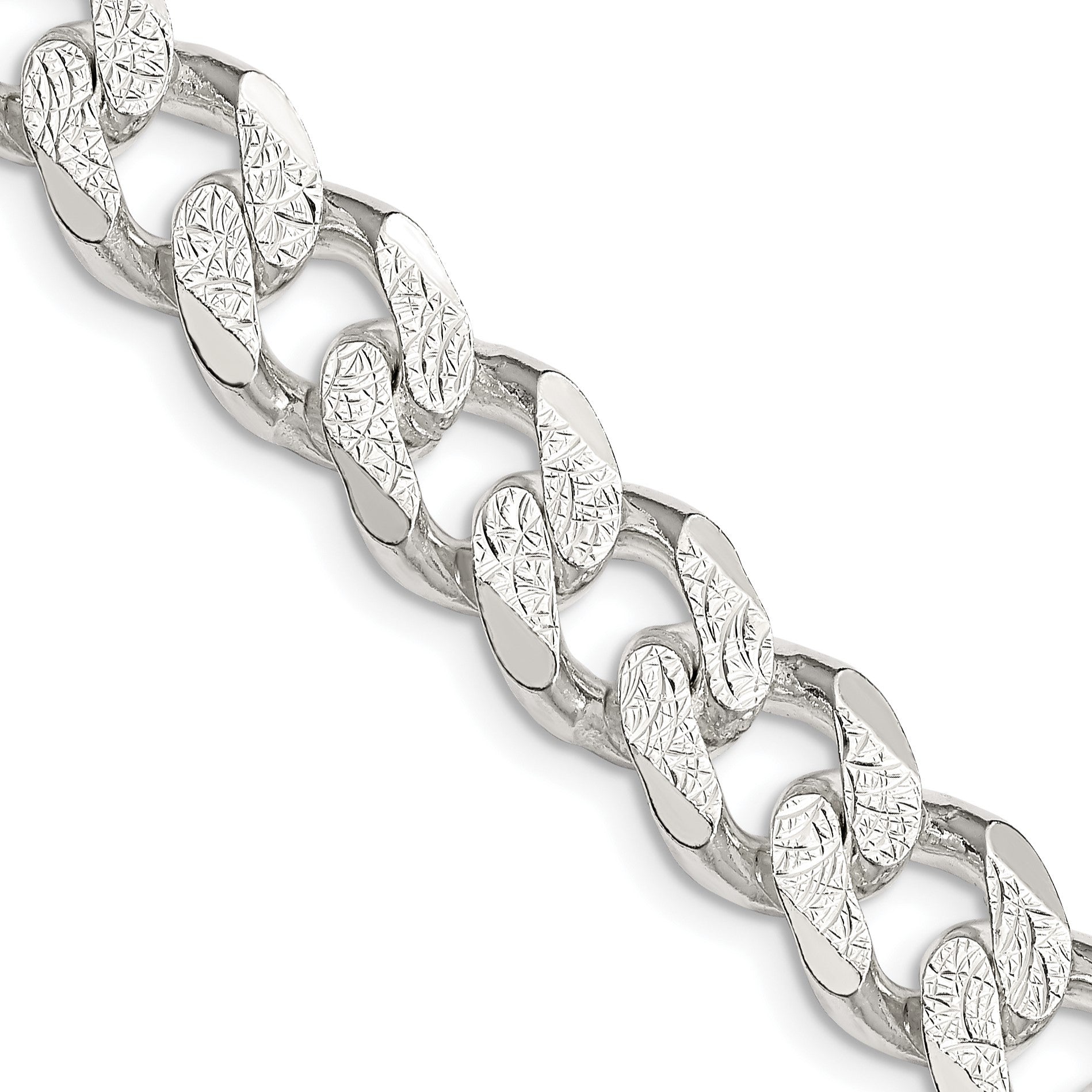 Sterling Silver 11.0mm Pav� Curb Chain