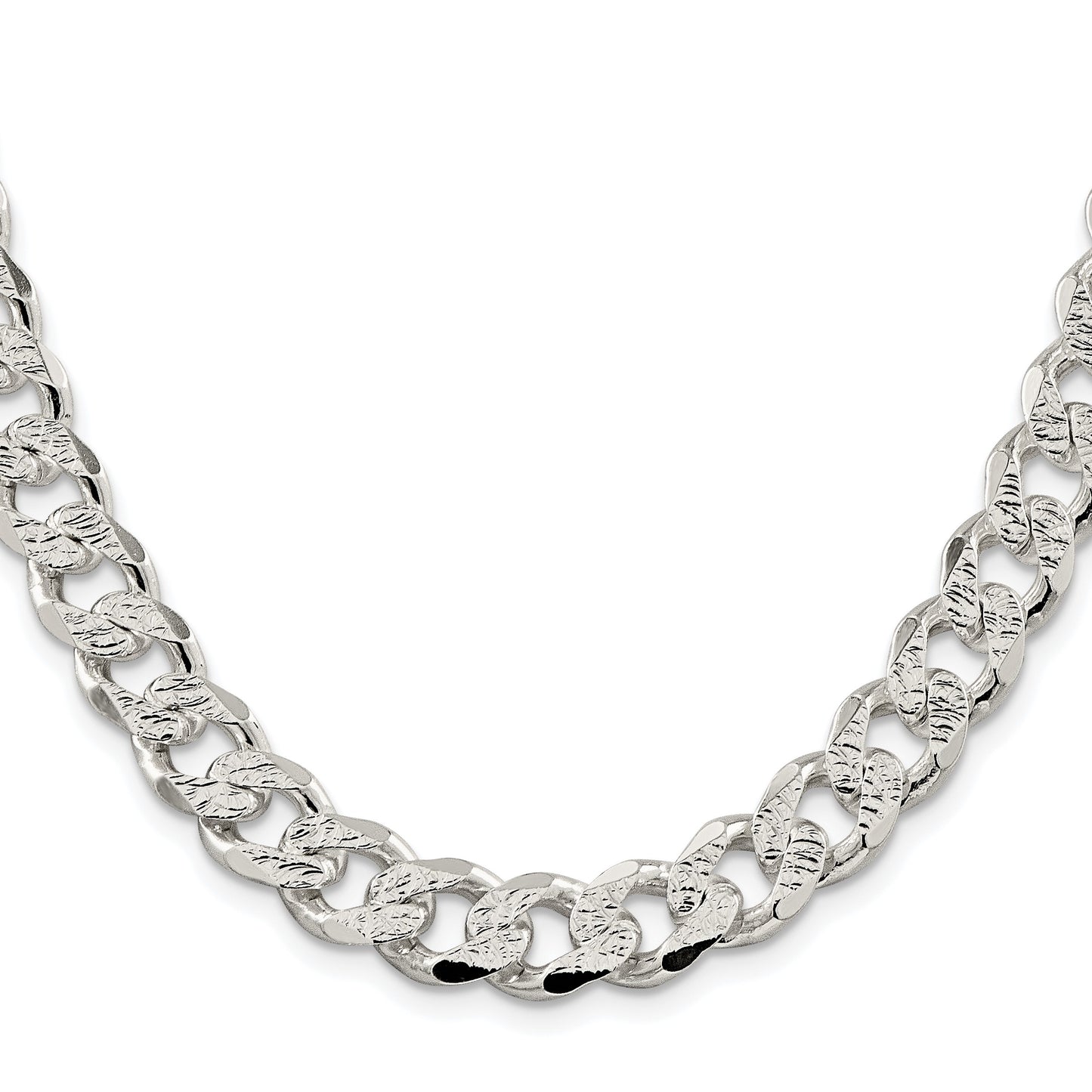 Sterling Silver Rhodium-plated 11.0mm Pav� Curb Chain