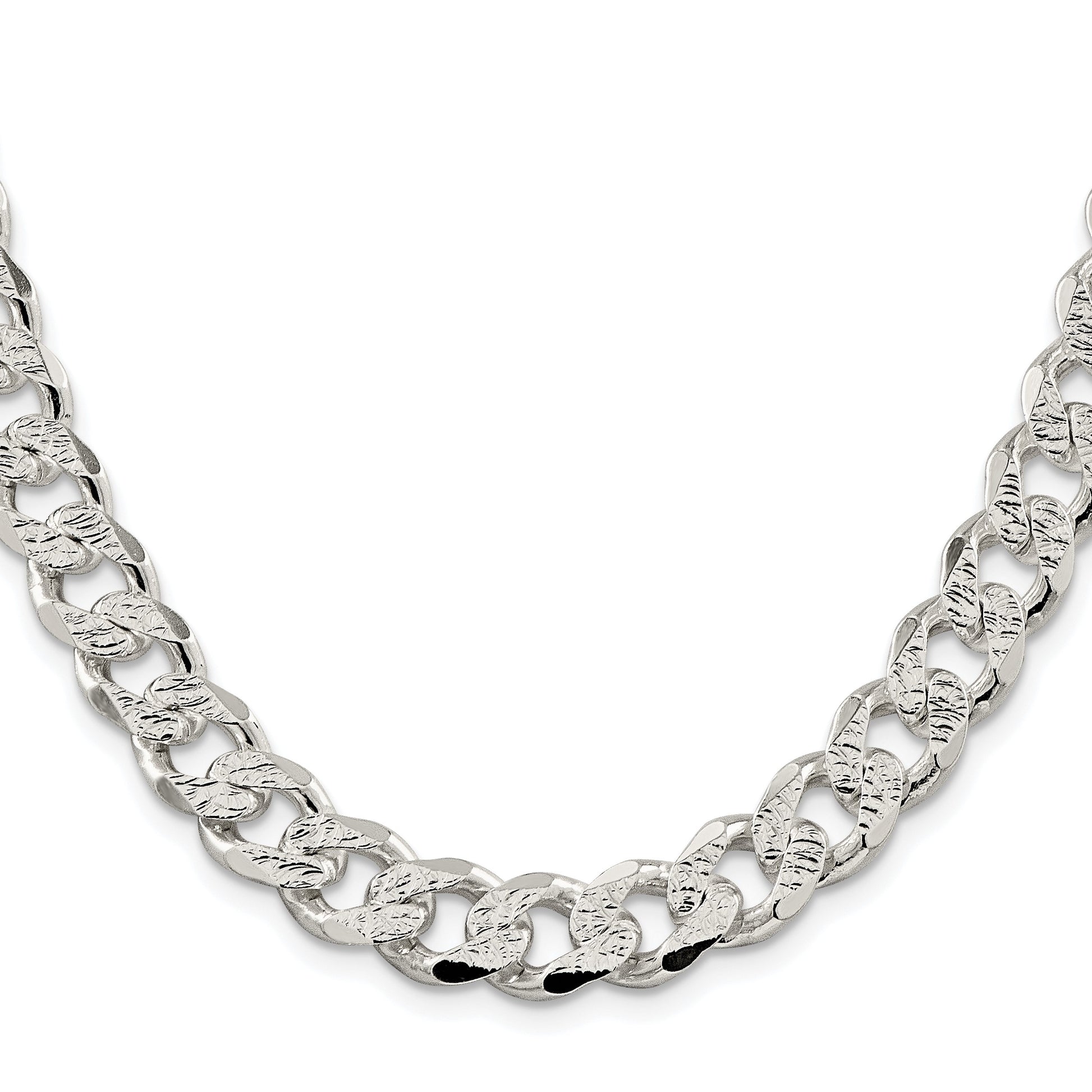 Sterling Silver Rhodium-plated 11.0mm Pav� Curb Chain