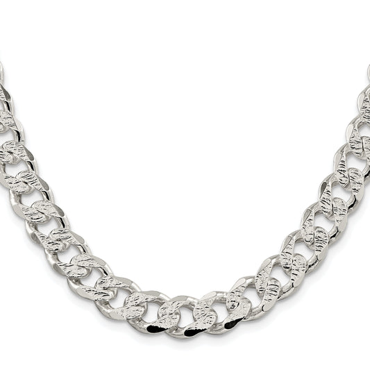 Sterling Silver Rhodium-plated 11.0mm Pav� Curb Chain