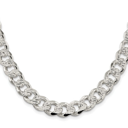 Sterling Silver Rhodium-plated 11.0mm Pav� Curb Chain