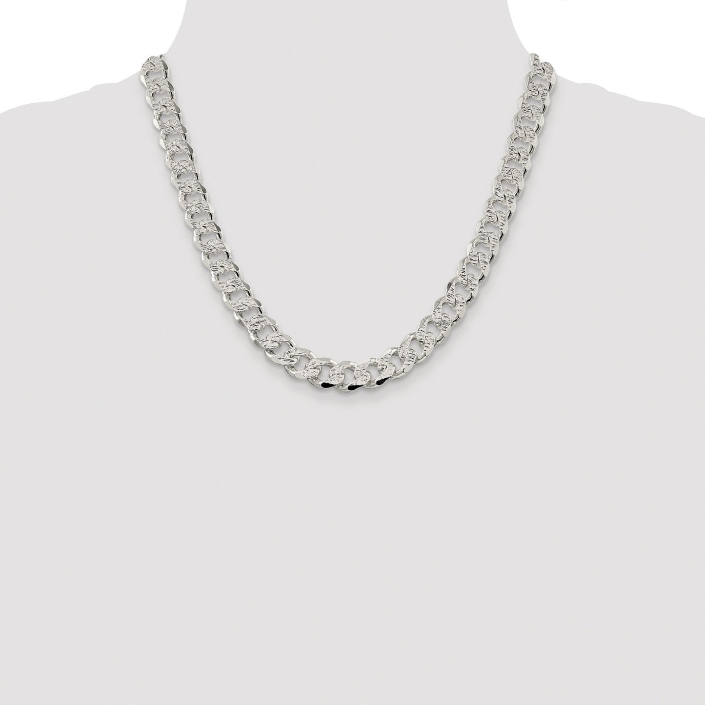 Sterling Silver Rhodium-plated 11.0mm Pav� Curb Chain