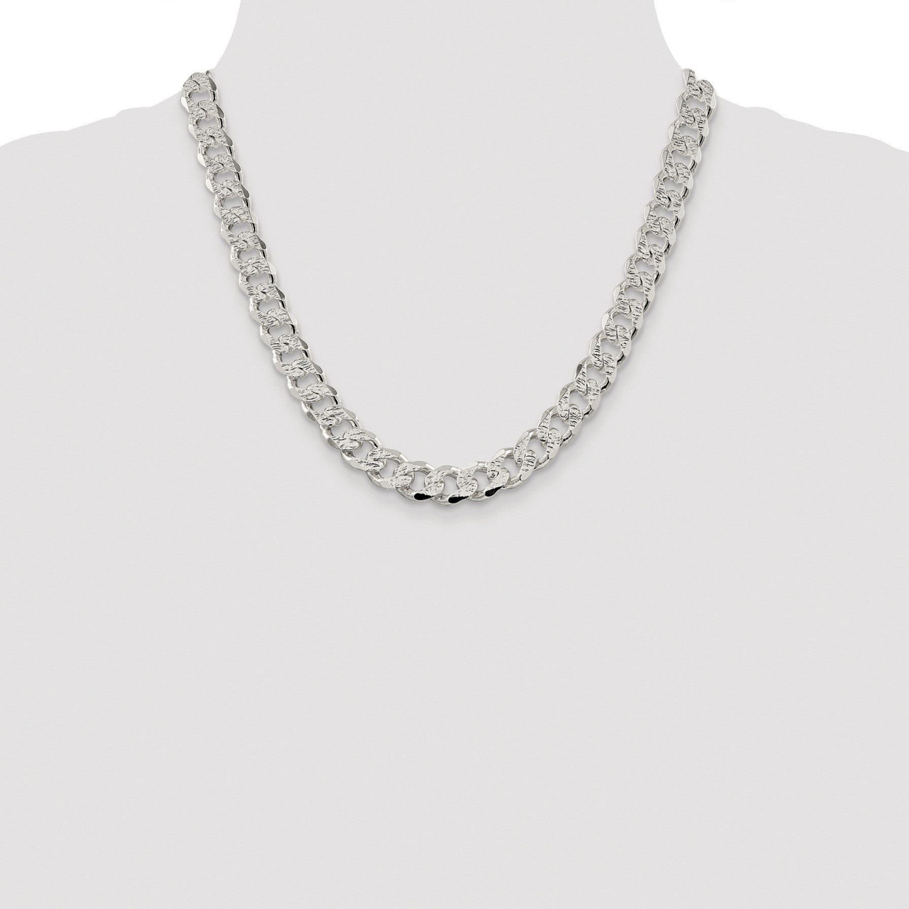 Sterling Silver Rhodium-plated 11.0mm Pav� Curb Chain