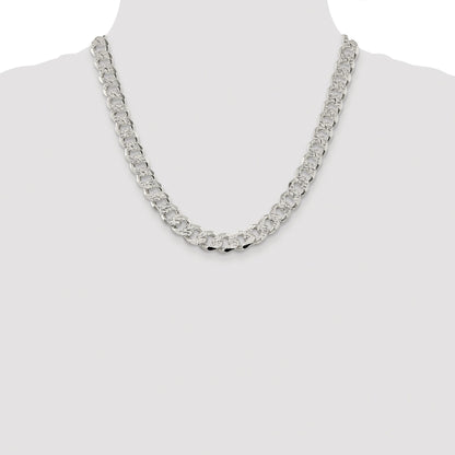 Sterling Silver Rhodium-plated 11.0mm Pav� Curb Chain