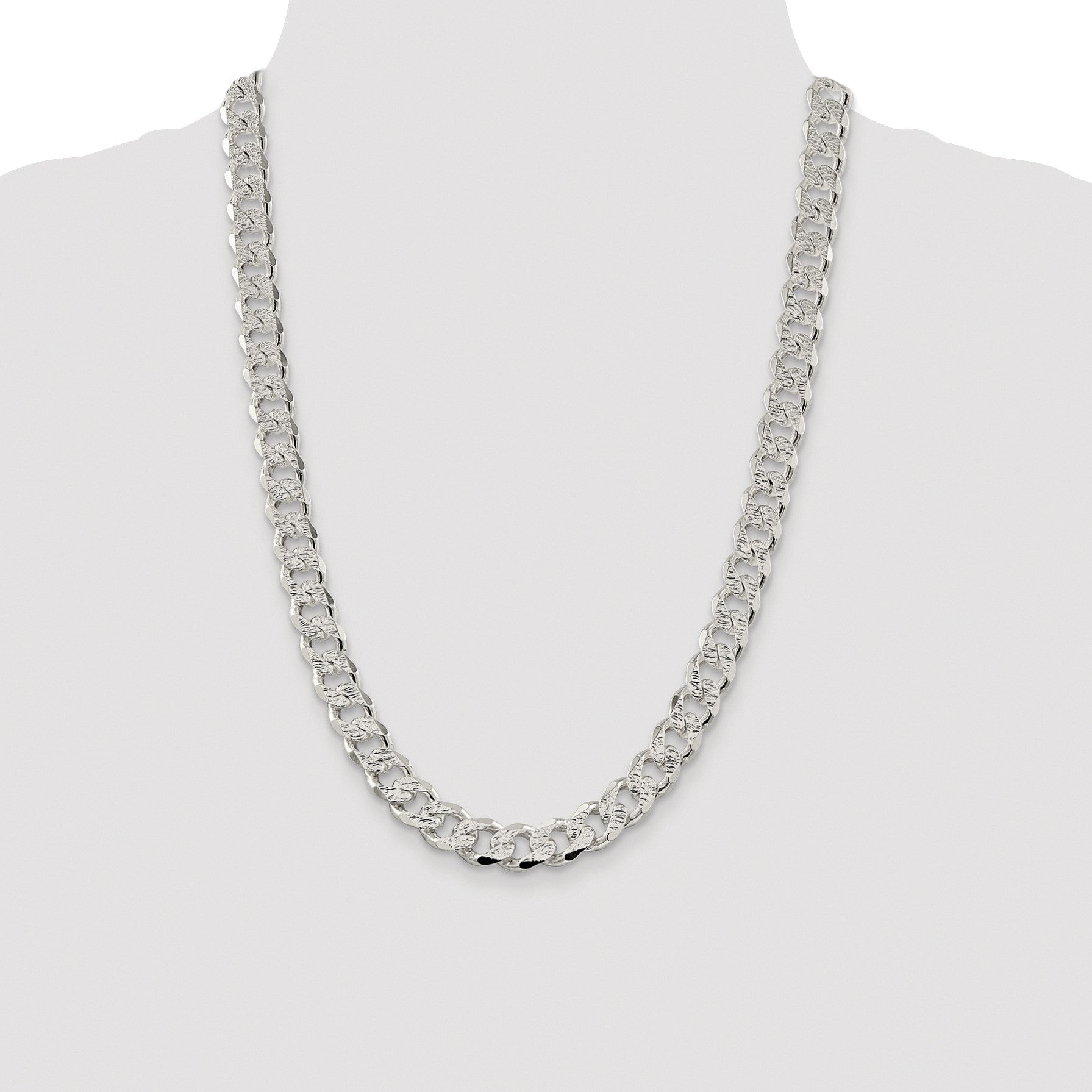Sterling Silver Rhodium-plated 11.0mm Pav� Curb Chain