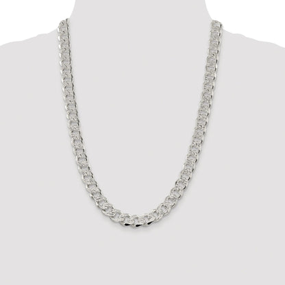 Sterling Silver Rhodium-plated 11.0mm Pav� Curb Chain