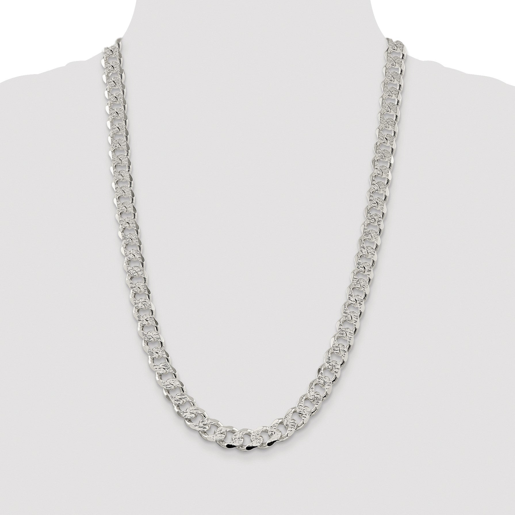 Sterling Silver Rhodium-plated 11.0mm Pav� Curb Chain