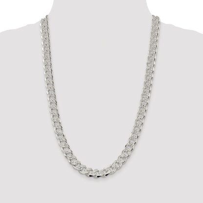 Sterling Silver Rhodium-plated 11.0mm Pav� Curb Chain