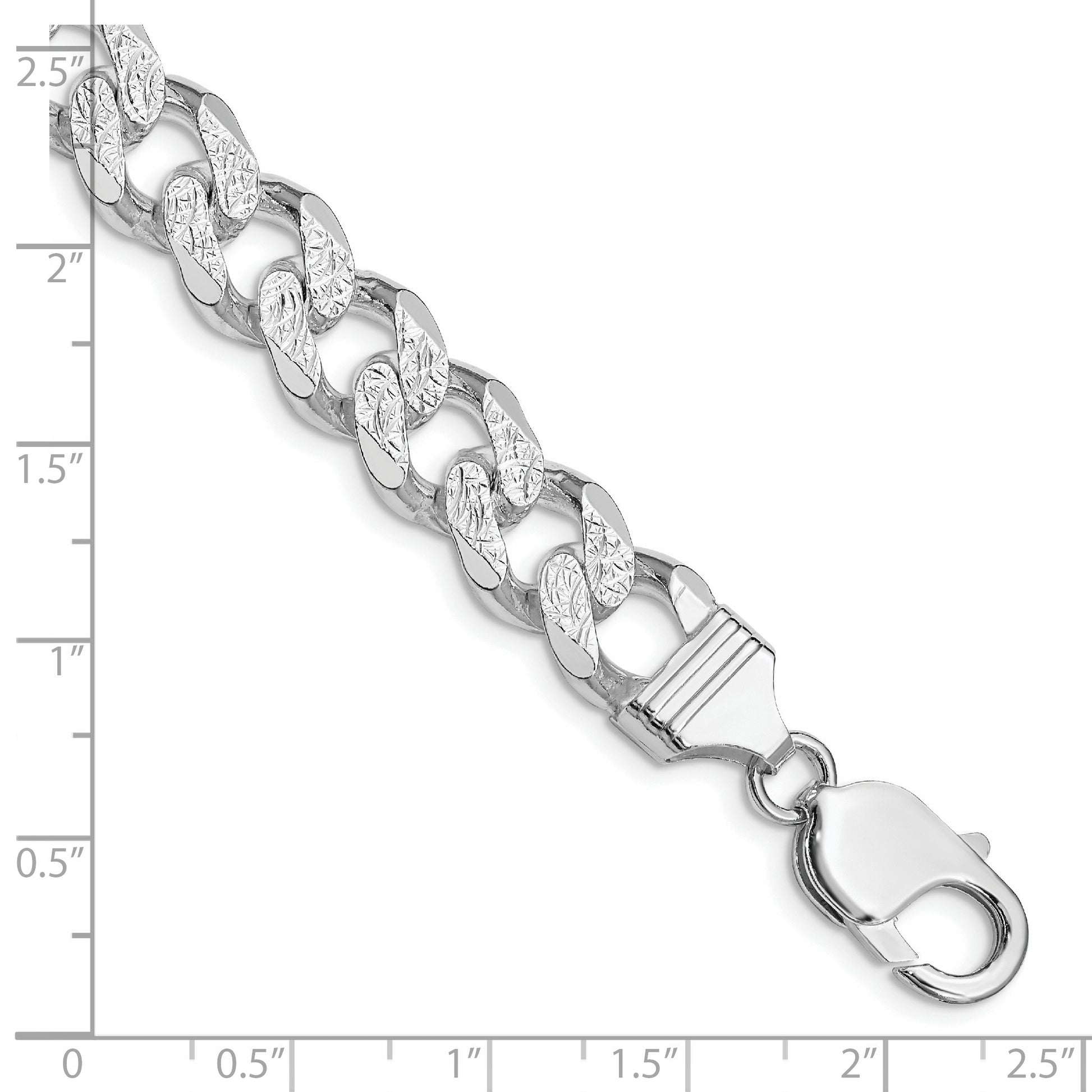 Sterling Silver Rhodium-plated 11.0mm Pav� Curb Chain