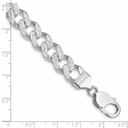 Sterling Silver Rhodium-plated 11.0mm Pav� Curb Chain