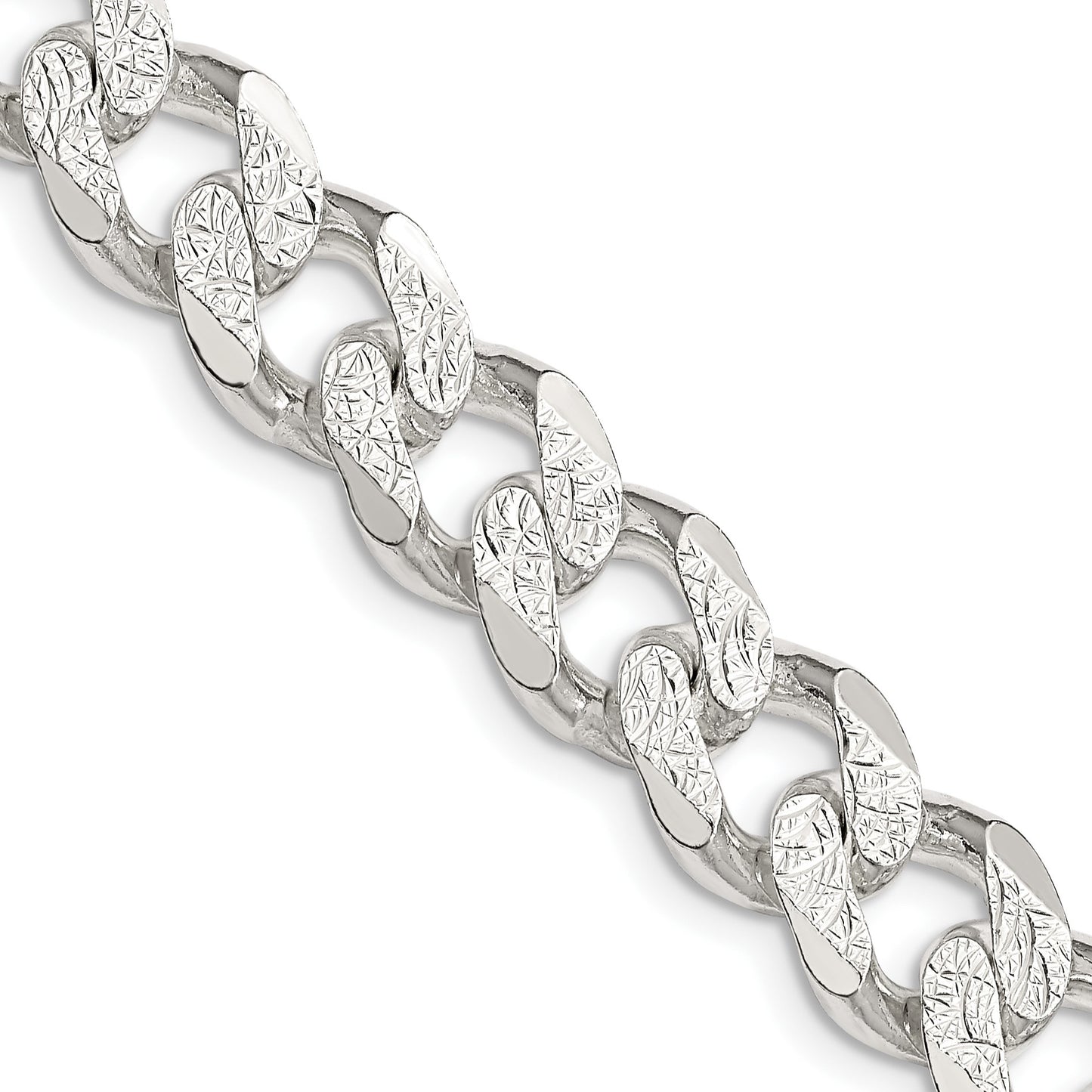 Sterling Silver 11.0mm Pav� Curb Chain