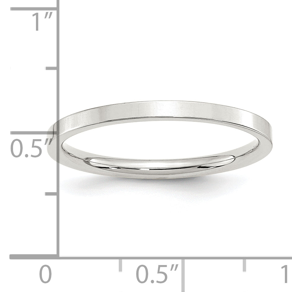 Sterling Silver 2mm Comfort Fit Flat Size 12 Band