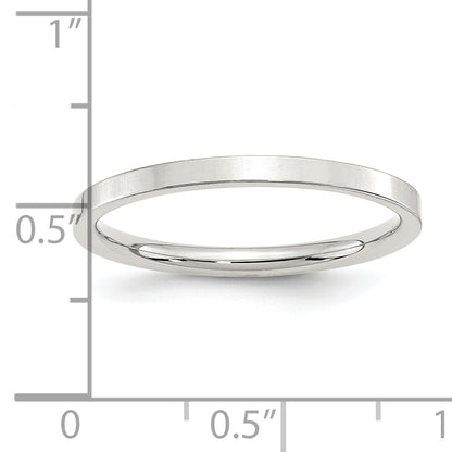 Sterling Silver 2mm Comfort Fit Flat Size 9.5 Band