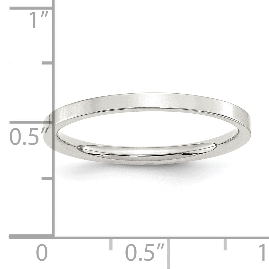 Sterling Silver 2mm Comfort Fit Flat Size 7.5 Band