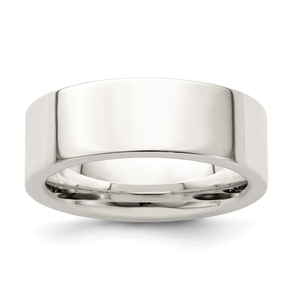 Sterling Silver 7mm Comfort Fit Flat Size 8.5 Band Ring