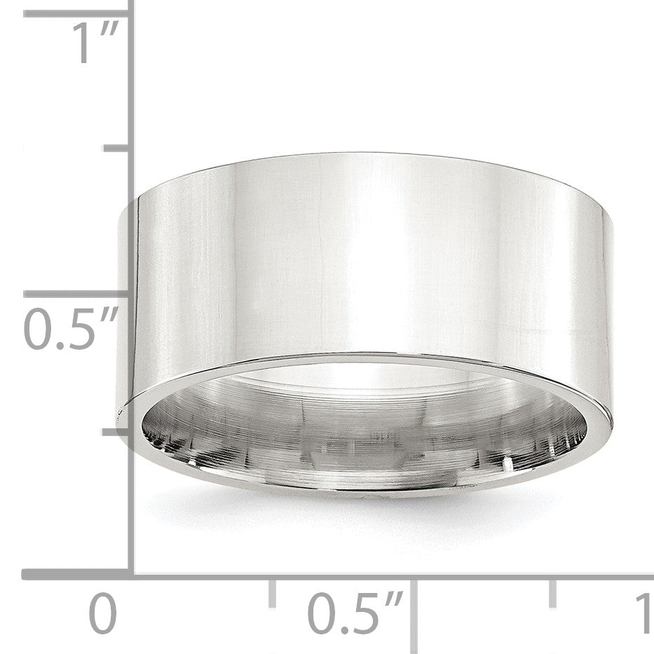 Sterling Silver 10mm Comfort Fit Flat Size 11.5 Band