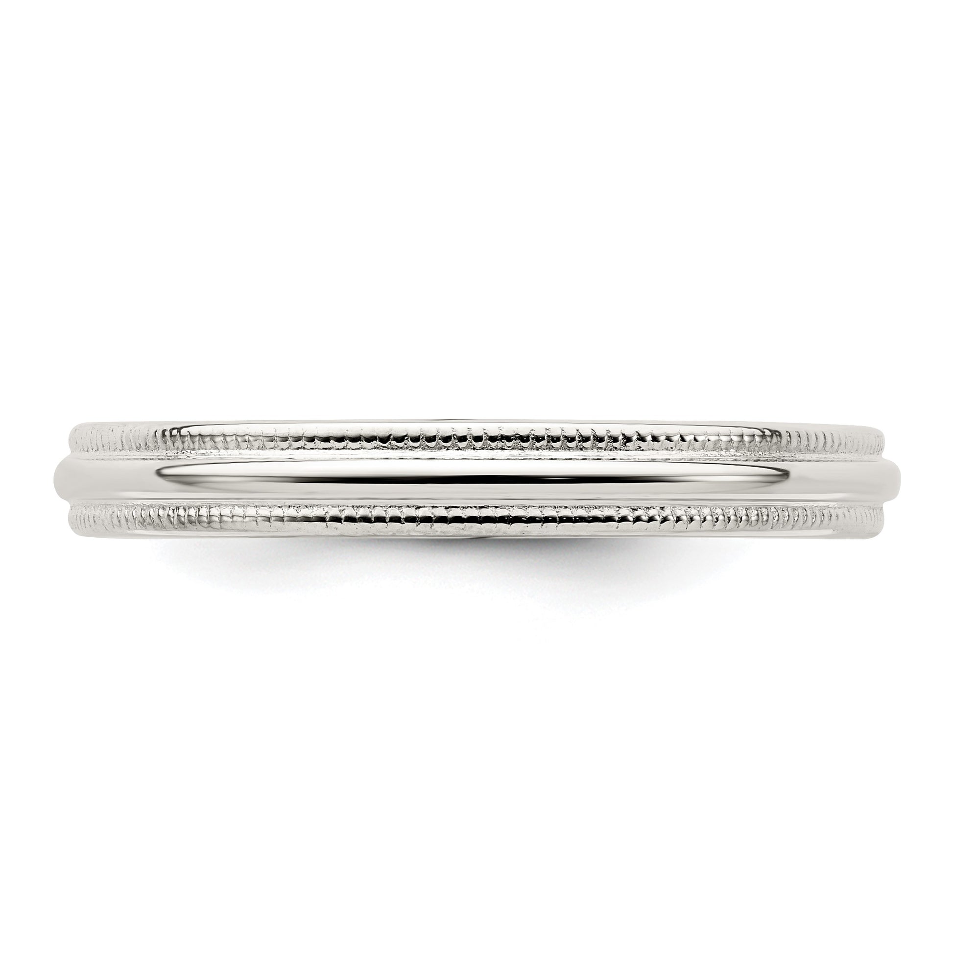 Sterling Silver Rhodium-plated 3mm Comfort Fit Milgrain Size 5 Band