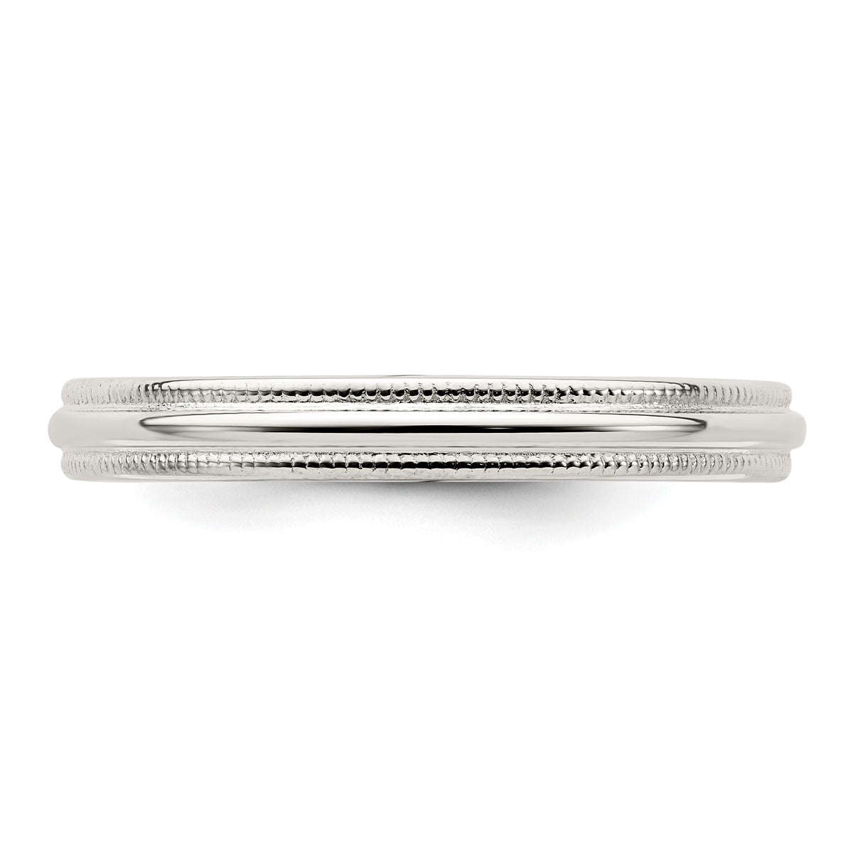 Sterling Silver Rhodium-plated 3mm Comfort Fit Milgrain Size 7 Band