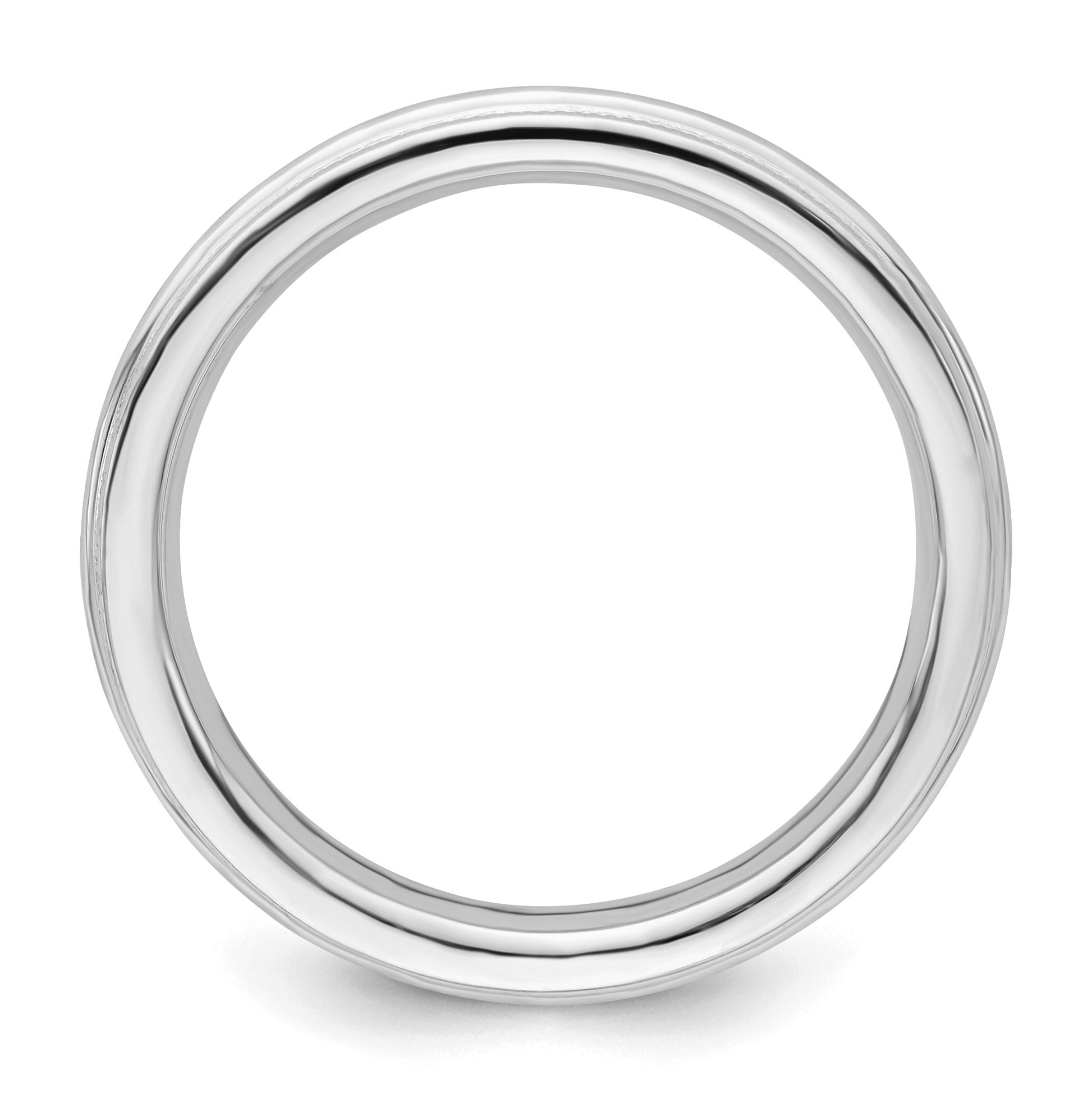 Sterling Silver Rhodium-plated 3mm Comfort Fit Milgrain Size 4 Band