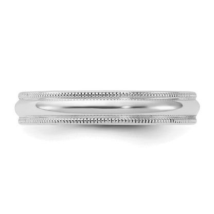 Sterling Silver Rhodium-plated 4mm Comfort Fit Milgrain Size 5 Band