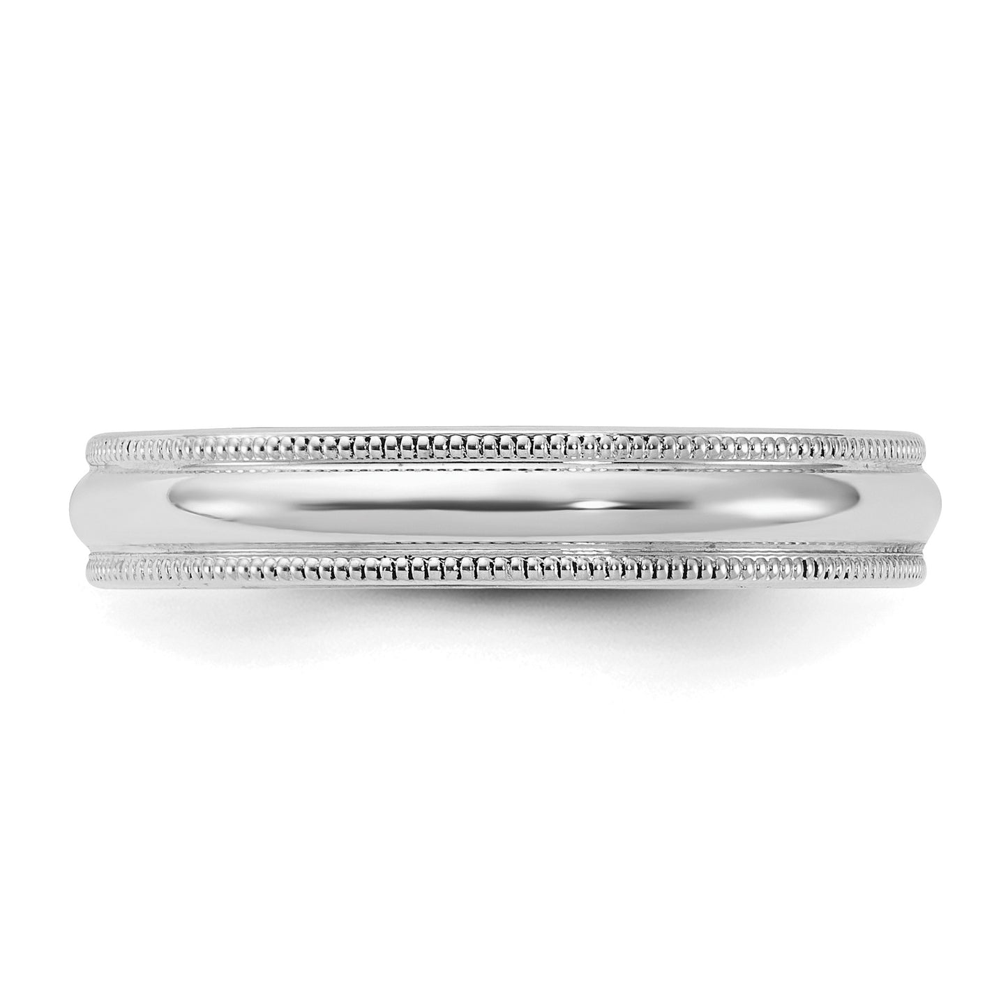 Sterling Silver Rhodium-plated 4mm Comfort Fit Milgrain Size 6 Band