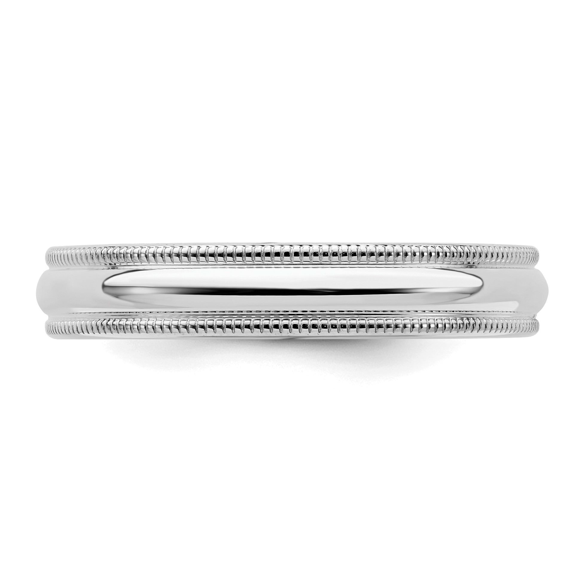 Sterling Silver Rhodium-plated 4mm Comfort Fit Milgrain Size 8 Band