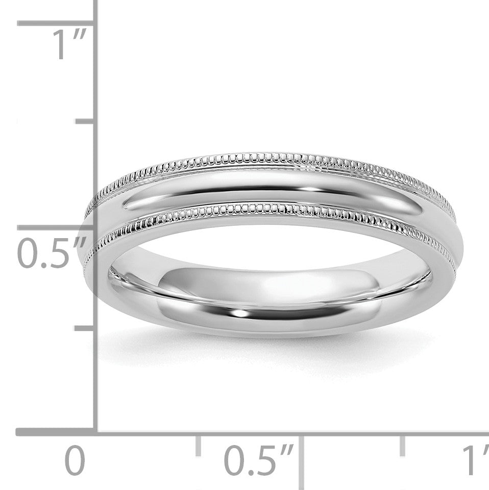 Sterling Silver Rhodium-plated 4mm Comfort Fit Milgrain Size 5 Band