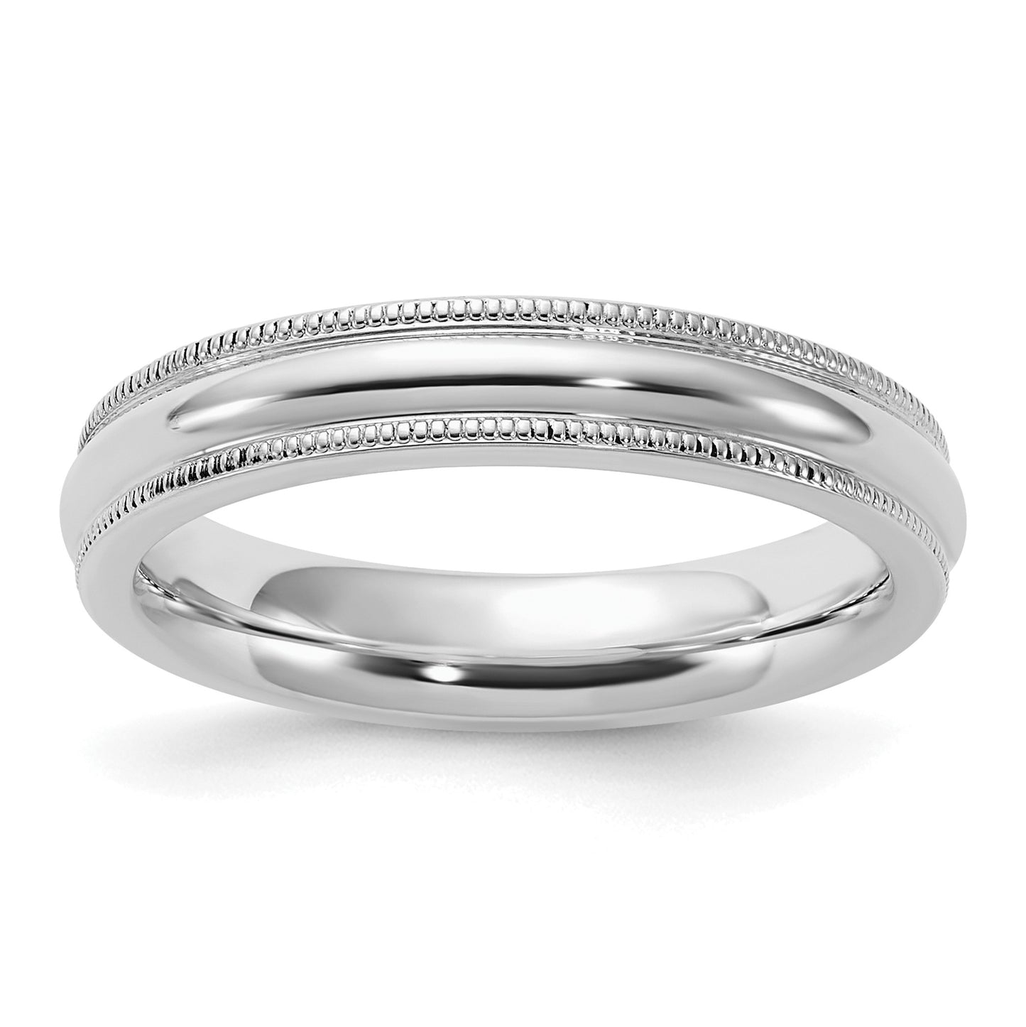 Sterling Silver Rhodium-plated 4mm Comfort Fit Milgrain Size 6 Band