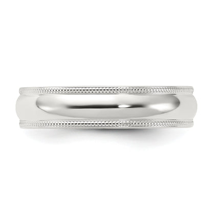 Sterling Silver 5mm Comfort Fit Half Round Milgrain Size 5 Band