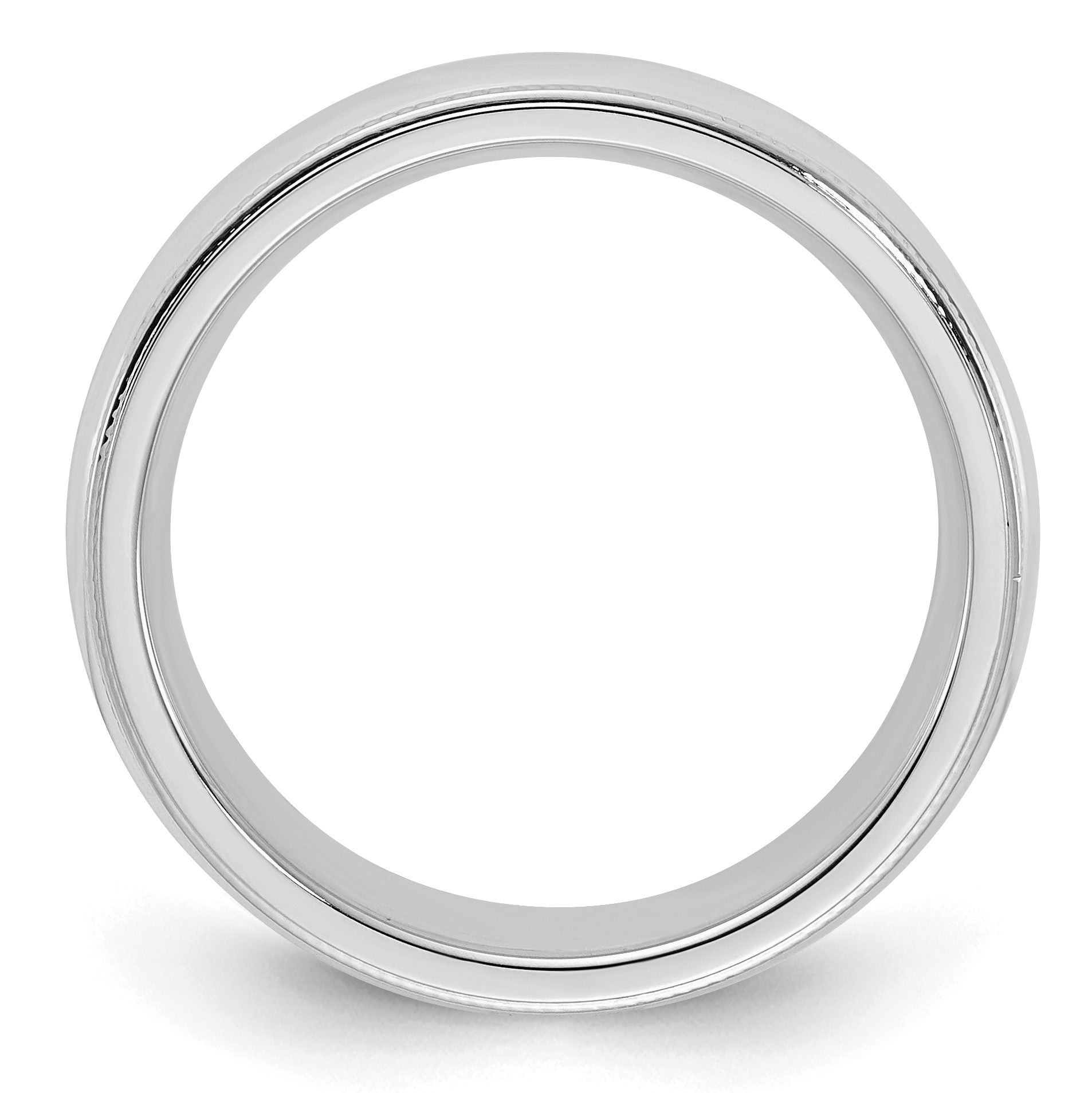 Sterling Silver Rhodium-plated 5mm Comfort Fit Milgrain Size 6.5 Band