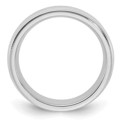 Sterling Silver Rhodium-plated 5mm Comfort Fit Milgrain Size 6.5 Band