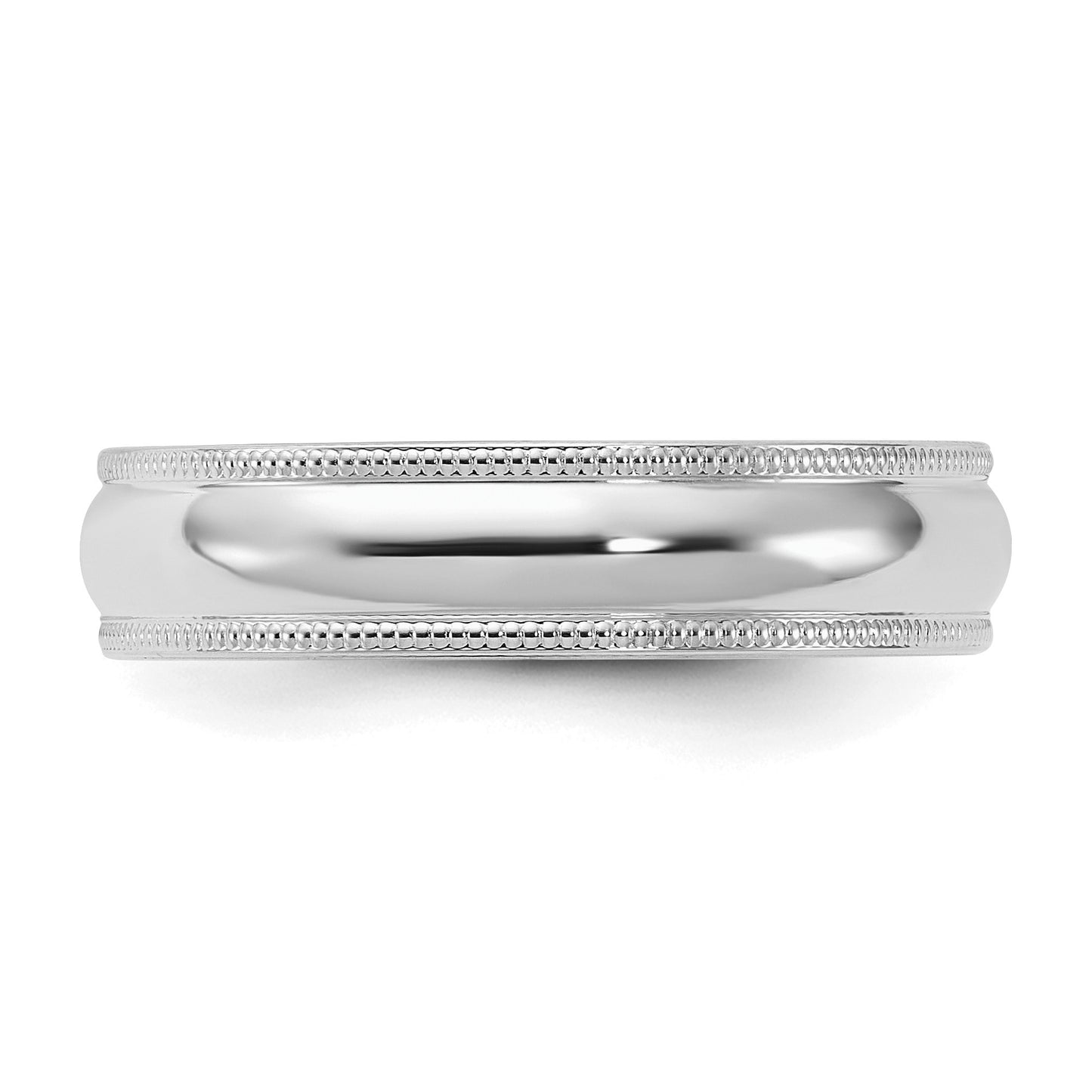 Sterling Silver Rhodium-plated 5mm Comfort Fit Milgrain Size 6.5 Band