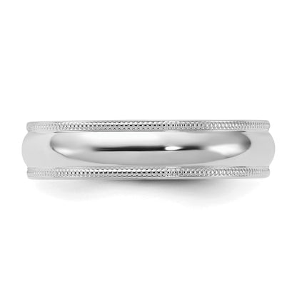 Sterling Silver Rhodium-plated 5mm Comfort Fit Milgrain Size 12 Band