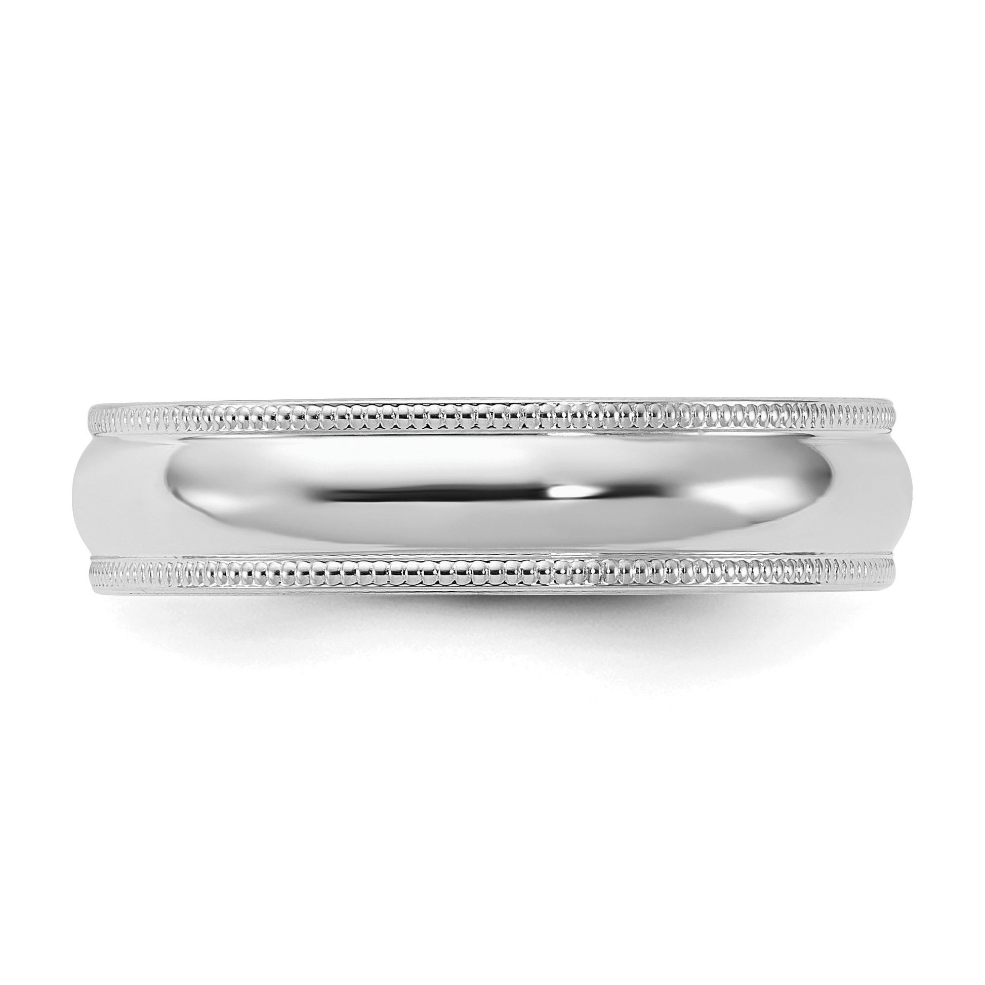 Sterling Silver Rhodium-plated 5mm Comfort Fit Milgrain Size 10 Band