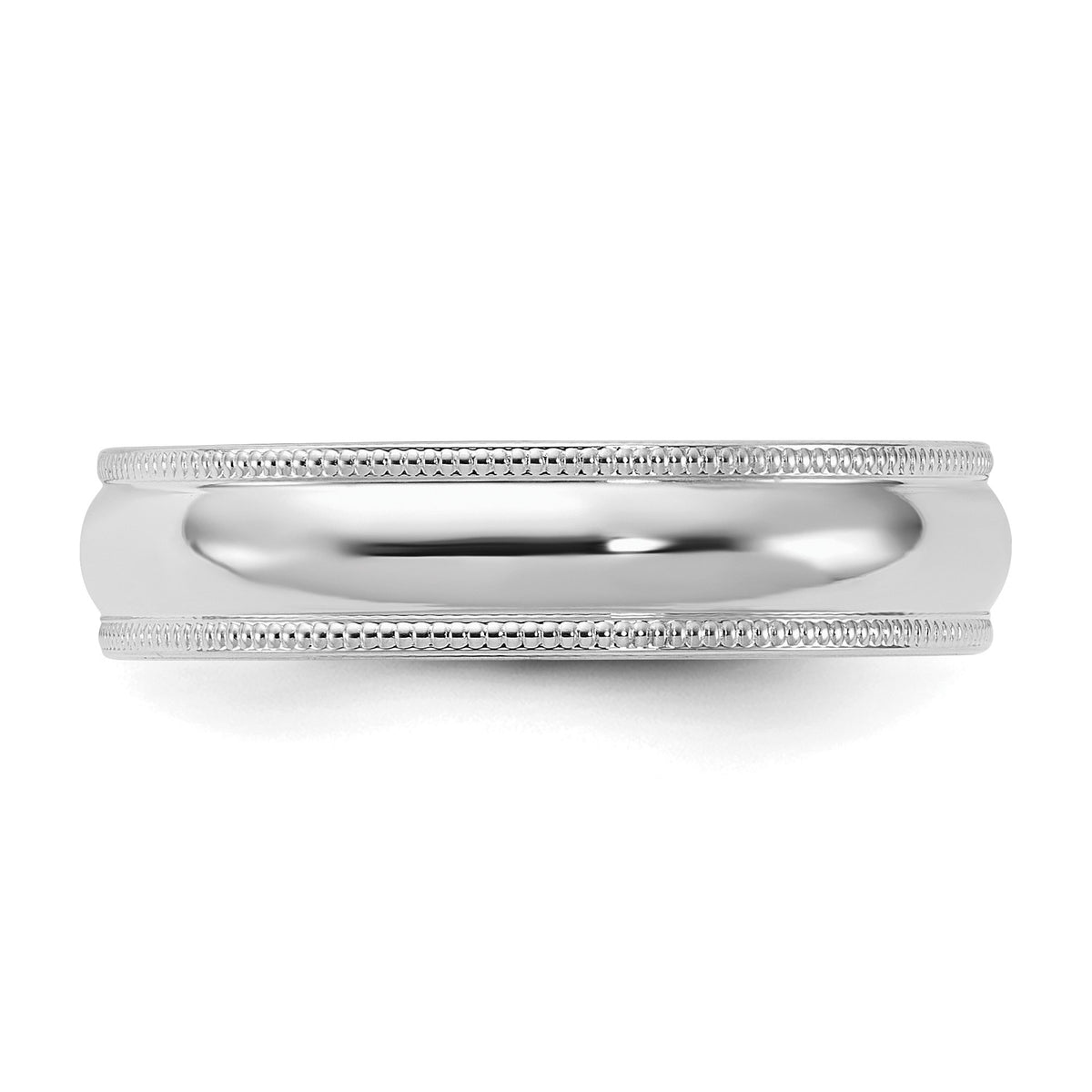 Sterling Silver Rhodium-plated 5mm Comfort Fit Milgrain Size 8.5 Band