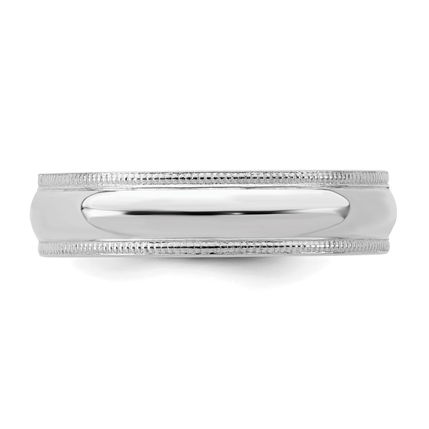 Sterling Silver Rhodium-plated 5mm Comfort Fit Milgrain Size 6.5 Band