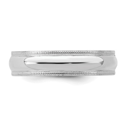 Sterling Silver Rhodium-plated 5mm Comfort Fit Milgrain Size 9 Band