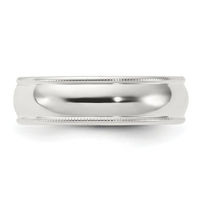 Sterling Silver 6mm Comfort Fit Half Round Milgrain Size 13.5 Band